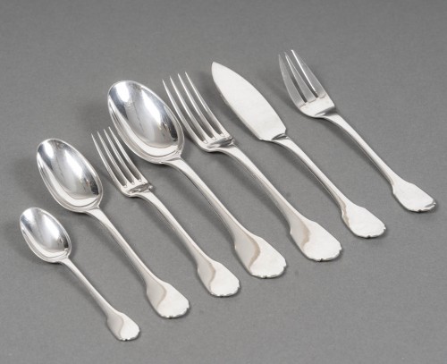 silverware & tableware  - Jean E. Puiforcat  106-piece solid silver flatware set, colbert 1930
