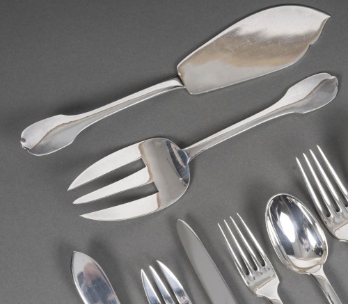 Jean Tetard 100-piece solid silver flatware set 1930s art deco - Art Déco