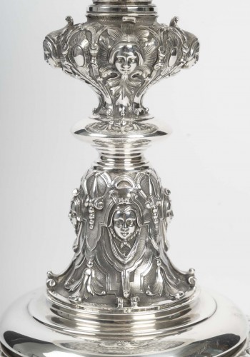 Charles-Nicolas Odiot -  Coupe néo-Renaissance sur piédouche en argent XIXe - Argenterie et Arts de la table Style Napoléon III