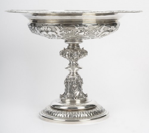 Charles-Nicolas Odiot -  Coupe néo-Renaissance sur piédouche en argent XIXe - Napoléon III