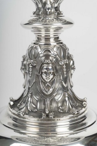 Antiquités - Charles-Nicolas Odiot -  Coupe néo-Renaissance sur piédouche en argent XIXe
