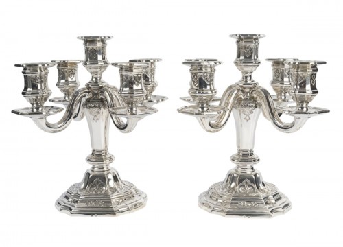 C. Christofle -  Paire de candélabres dits “bouts de table Argent massif XIXe siècle