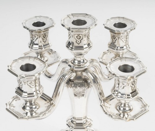 Argenterie et Arts de la table  - C. Christofle -  Paire de candélabres dits “bouts de table Argent massif XIXe siècle