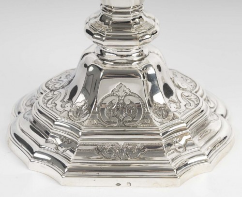 XIXe siècle - C. Christofle -  Paire de candélabres dits “bouts de table Argent massif XIXe siècle