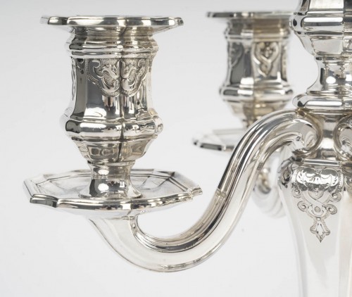 Antiquités - C. Christofle -  Paire de candélabres dits “bouts de table Argent massif XIXe siècle