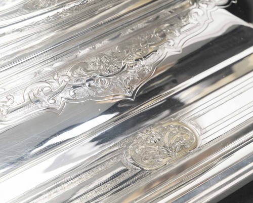 XIXe siècle - Boin Taburet – Terrine couverte et son présentoir en argent massif XIXe