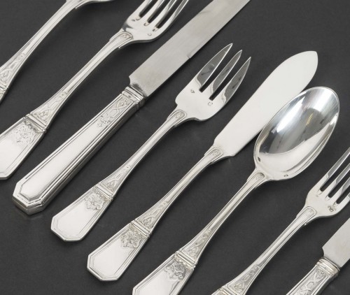 XXe siècle - Jean tetard – c. christofle menagere de 144 pieces en argent massif modele aubusson epoque 1930
