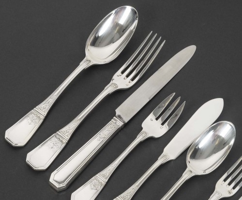 Jean tetard – c. christofle menagere de 144 pieces en argent massif modele aubusson epoque 1930 - Art Déco