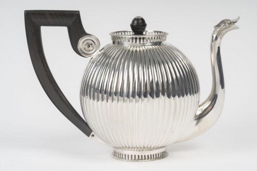 Jean joseph bourdier – solid silver teapot, first empire period, 1798/1809 - silverware & tableware Style Empire