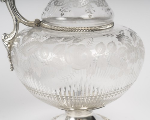 Art nouveau - Armand gross – Pair of crystal and sterling silver ewers, late 19th century
