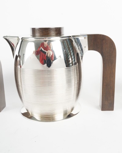 silverware & tableware  - Jean E. Puiforcat  – Three-Piece Solid Silver Tea/Coffee Set, Art Deco Perio