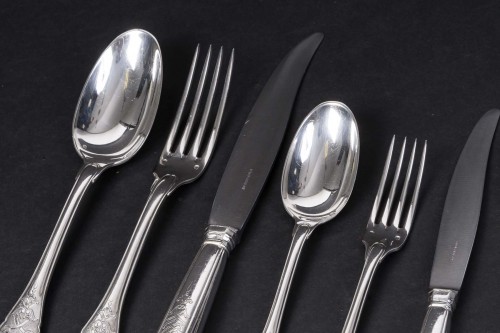 silverware & tableware  - Jean E. Puiforcat  - 147 piece silver flatware set "elysees" pattern, circa 