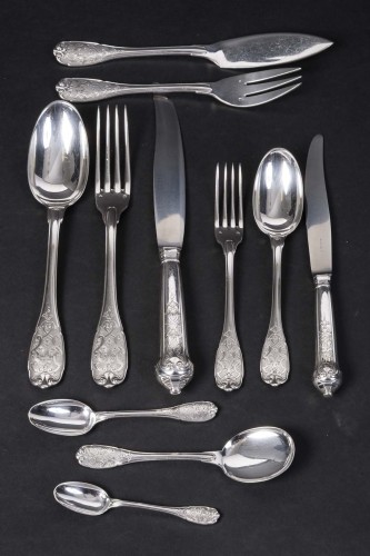 Art Déco - Jean E. Puiforcat  - 147 piece silver flatware set "elysees" pattern, circa 