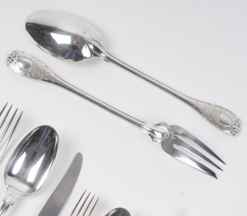 Jean E. Puiforcat  - Ménagère en argent massif  88 pièces modèle Élysée – circa 1930 - Art Déco