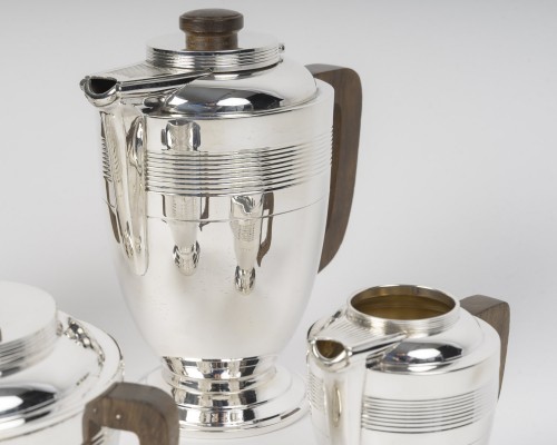XXe siècle - Boin Taburet service thé / café 4 pièces en argent massif, epoque art deco