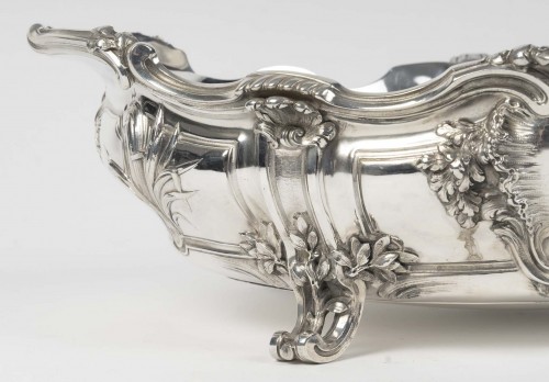 Boin taburet – jardiniere en argent massif et sa doublure - xixe - Napoléon III