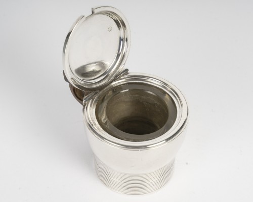 Antiquités - Puiforcat - Moutardier Art Déco en argent massif, vers 1930