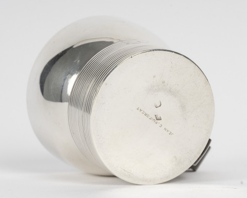 Antiquités - Puiforcat - Moutardier Art Déco en argent massif, vers 1930