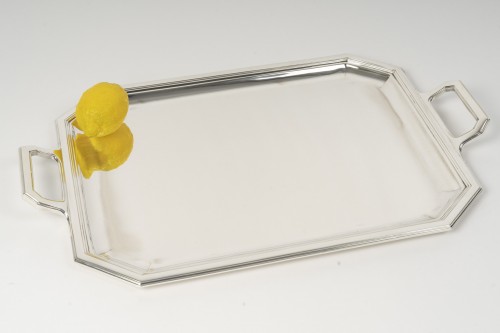 Jean E. Puiforcat - Plateau Art Déco en argent massif circa 1930 - Art Déco