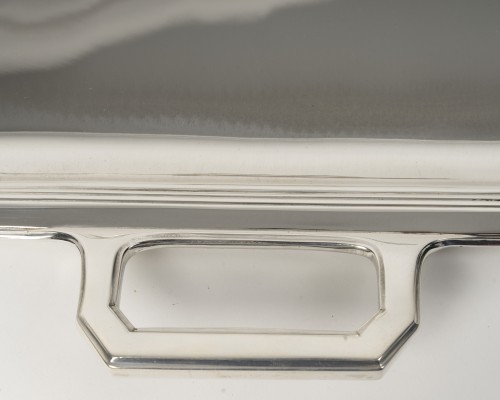 Antiquités - Jean E. Puiforcat - Plateau Art Déco en argent massif circa 1930