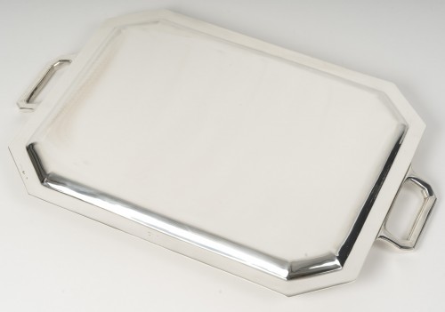 Antiquités - Jean E. Puiforcat - Plateau Art Déco en argent massif circa 1930