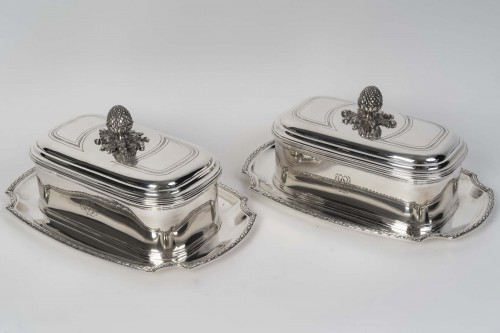 Boin Taburet – Pair of 19th-Century Solid Silver Terrines - silverware & tableware Style Napoléon III