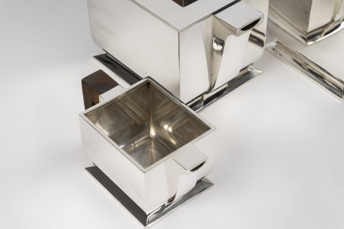 Têtard Frères - Service à thé et café Art déco en argent, modèle cubiste 1925/1930 - Argenterie et Arts de la table Style Art Déco
