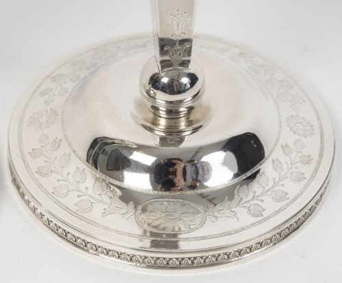 JFJ Beydel - Pair of Silver Candlesticks, First Empire, 2nd Rooster 1809/18 - Empire