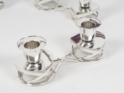 silverware & tableware  - Esquilat – Set of 4 Art Deco Double Low Candelabra in Solid Silver
