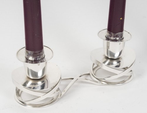 Esquilat – Set of 4 Art Deco Double Low Candelabra in Solid Silver - 