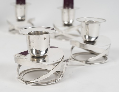 Art Déco - Esquilat – Set of 4 Art Deco Double Low Candelabra in Solid Silver