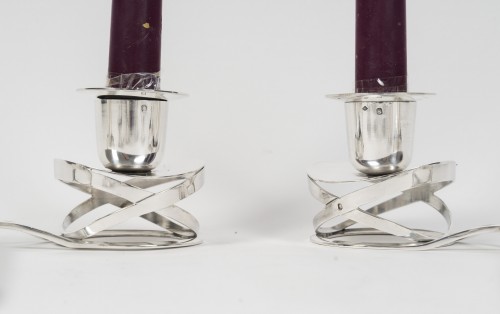 Antiquités - Esquilat – Set of 4 Art Deco Double Low Candelabra in Solid Silver