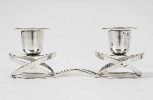 Antiquités - Esquilat – Set of 4 Art Deco Double Low Candelabra in Solid Silver