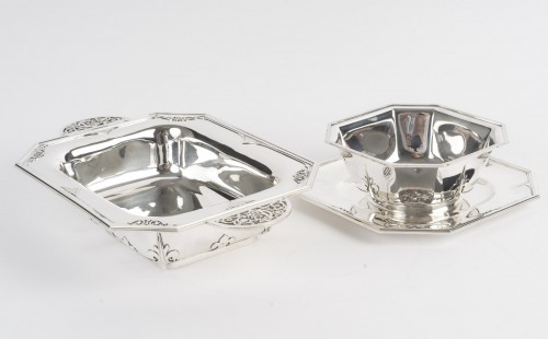19th century - Cardeilhac – Sauce boat and integral stand, "Fer de Lance" pattern, late 19