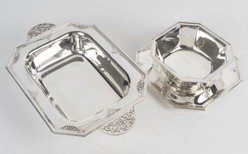 Antiquités - Cardeilhac – Solid silver bowl or basket, "Fer de Lance" pattern, circa lat