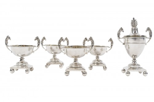 François Froment - Ensemble à condiments en argent massif d'époque Empire