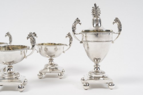 silverware & tableware  - François Froment – Five-piece solid silver condiment set, Consulate – First