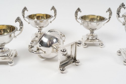 Antiquités - François Froment – Five-piece solid silver condiment set, Consulate – First