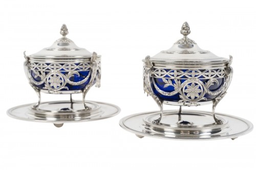 Risler & Carré - Paire de drageoirs couverts argent massif - XIXe siècle