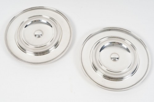 Risler & Carré - Paire de drageoirs couverts argent massif - XIXe siècle - Napoléon III