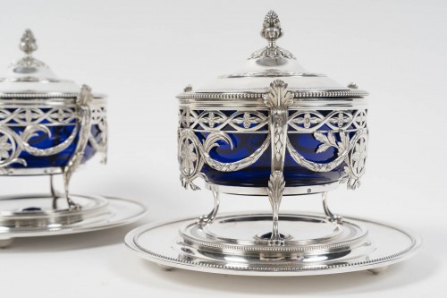 Antiquités - Risler & Carré - Paire de drageoirs couverts argent massif - XIXe siècle