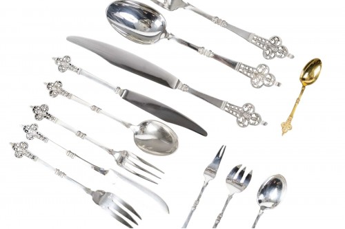 Christofle &Cardeilhac - Solid silver flatware set, 143 pieces, "Renaissan
