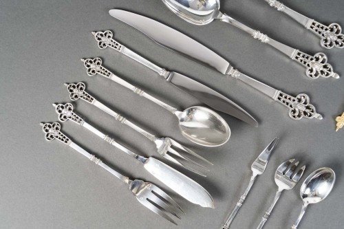 Christofle &amp;Cardeilhac - Solid silver flatware set, 143 pieces, "Renaissan - silverware & tableware Style Napoléon III