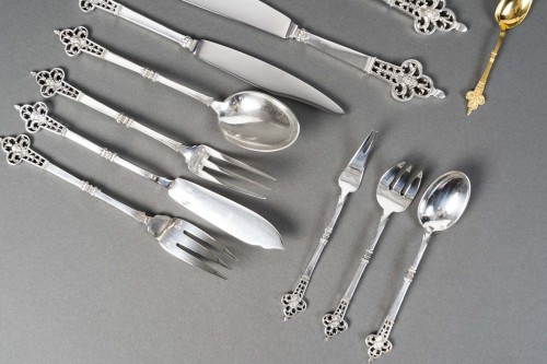 Christofle &amp;Cardeilhac - Solid silver flatware set, 143 pieces, "Renaissan - 