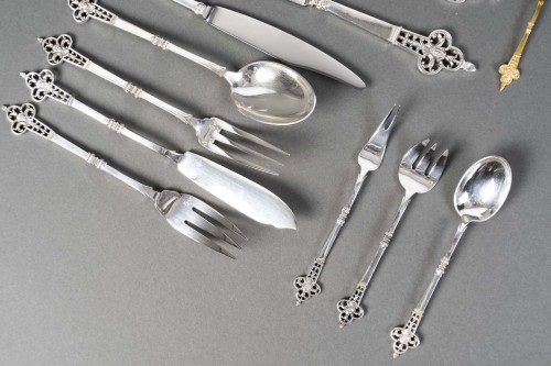 Christofle &amp;Cardeilhac - Solid silver flatware set, 143 pieces, "Renaissan - Napoléon III