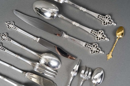 Antiquités - Christofle &amp;Cardeilhac - Solid silver flatware set, 143 pieces, "Renaissan