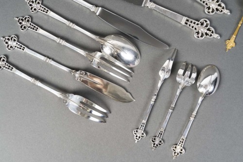 Antiquités - Christofle &amp;Cardeilhac - Solid silver flatware set, 143 pieces, "Renaissan