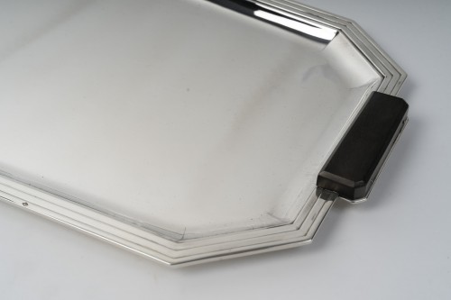 Olier & Caron - Plateau en argent massif époque Art déco - Argenterie et Arts de la table Style Art Déco