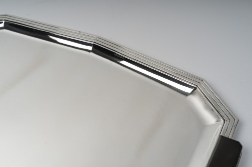 Argenterie et Arts de la table  - Olier & Caron - Plateau en argent massif époque Art déco