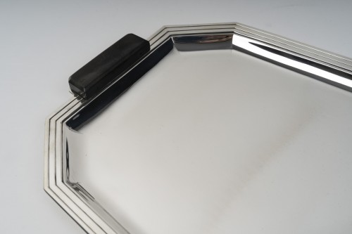 XXe siècle - Olier & Caron - Plateau en argent massif époque Art déco